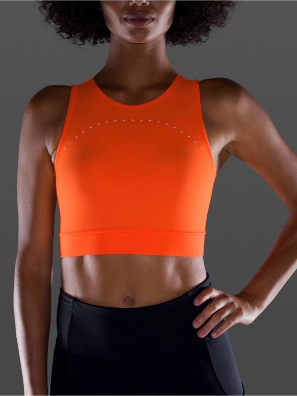 Lululemon Hotty Hot Cropped Tank Highlight Orange Size 4 Running Built-In Bra
